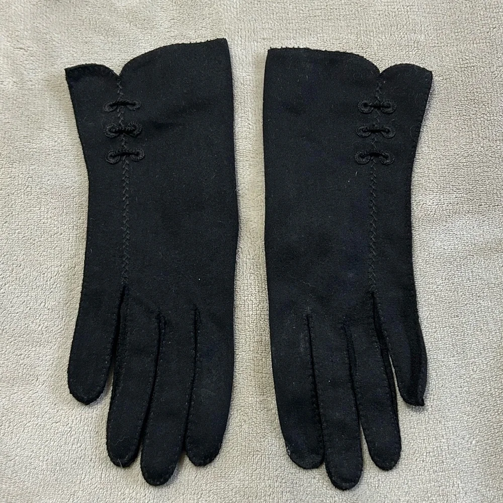 Vintage Ladies Black Cloth‎ Gloves